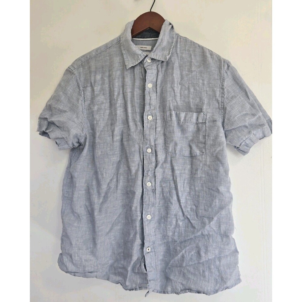 Panama Jack Shirt Mens M 100% Linen Button Up Blue Travel Beach